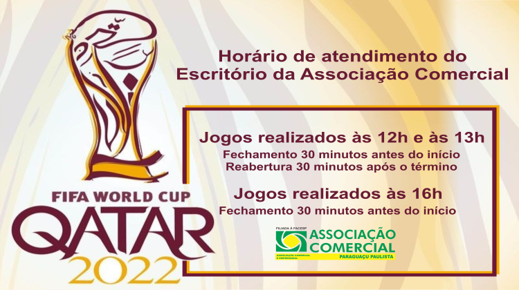 COMUNICADO: HORÁRIOS DE ATENDIMENTO AO PÚBLICO NOS DIAS DOS JOGOS DO BRASIL  NA COPA DO MUNDO FIFA 2022 - Prefeitura de Quadra