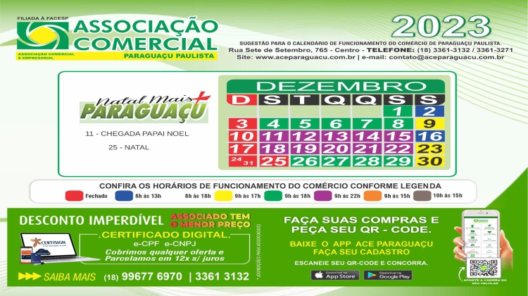 Notícia: Associação Comercial define calendário para o final de ano em Paraguaçu 